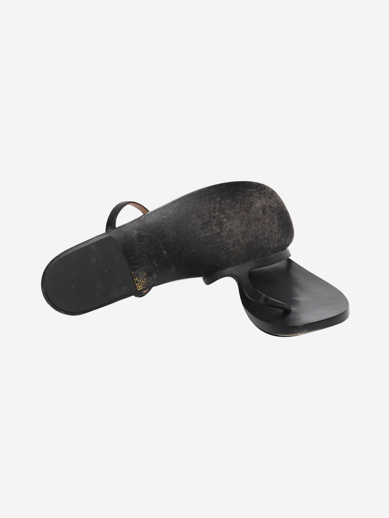 Black leather thong sandals - size EU 41