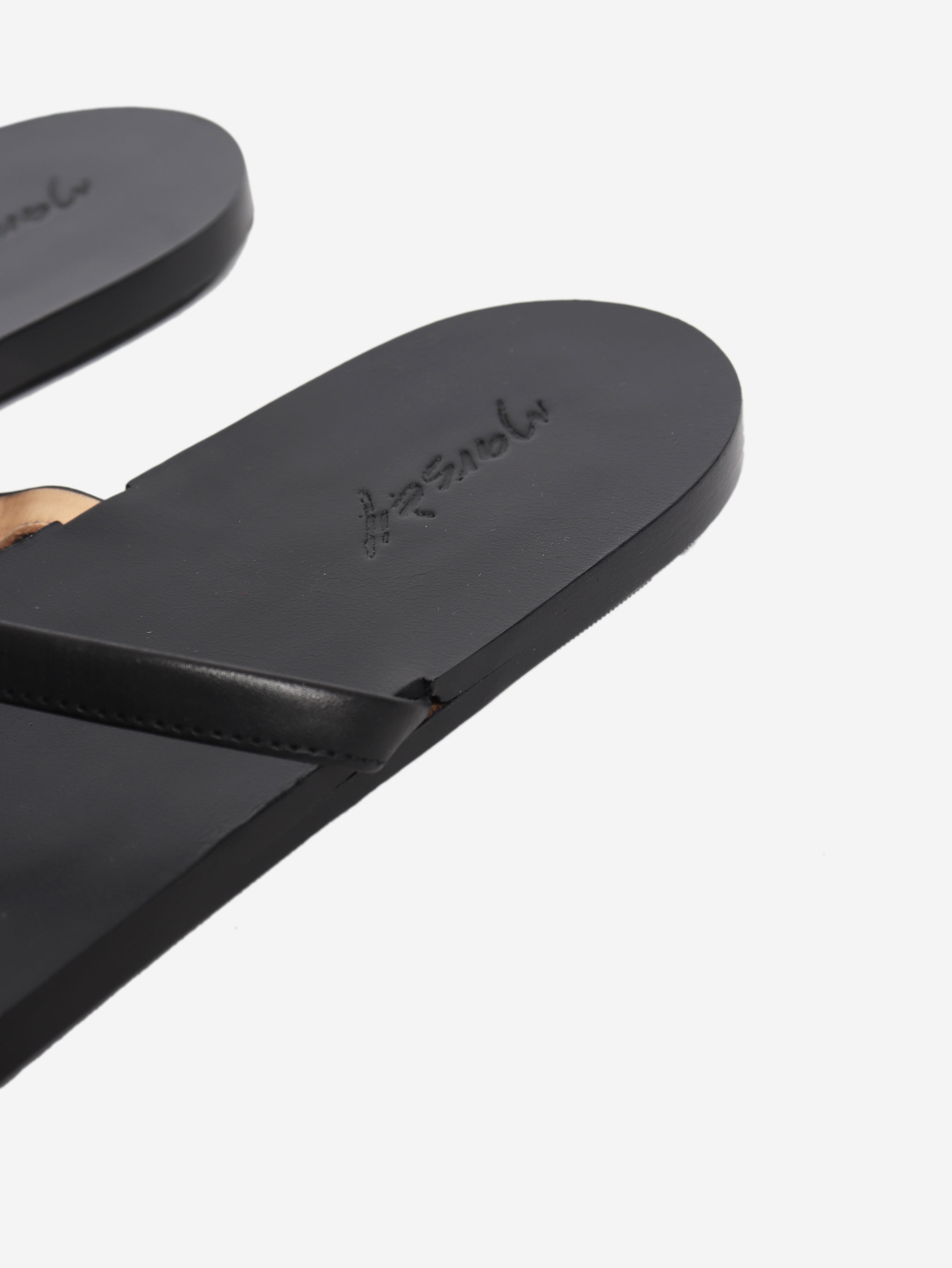 Black leather thong sandals - size EU 41