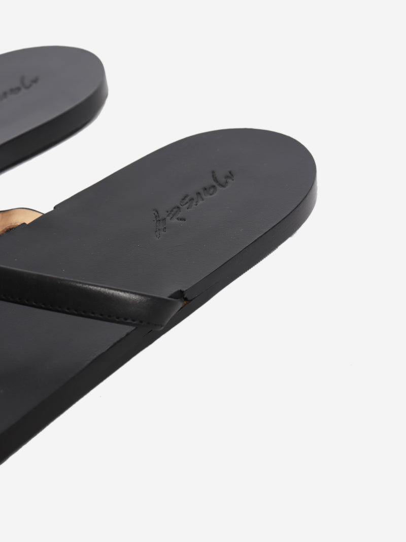Black leather thong sandals - size EU 41