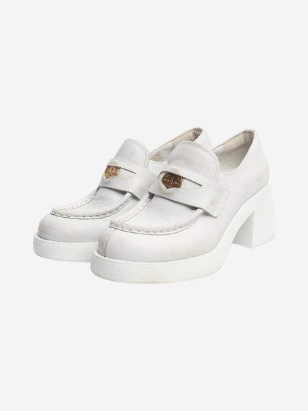 White heeled leather penny loafers - size EU 38 alternate image