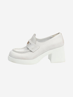 White heeled leather penny loafers - size EU 38 Heels Miu Miu 