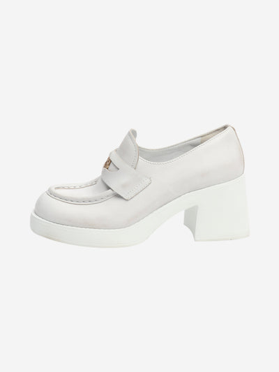 White heeled leather penny loafers - size EU 38 Heels Miu Miu 