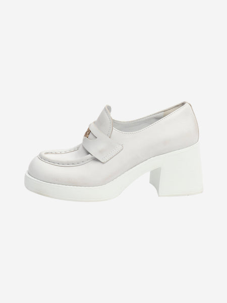 White heeled leather penny loafers - size EU 38 product image