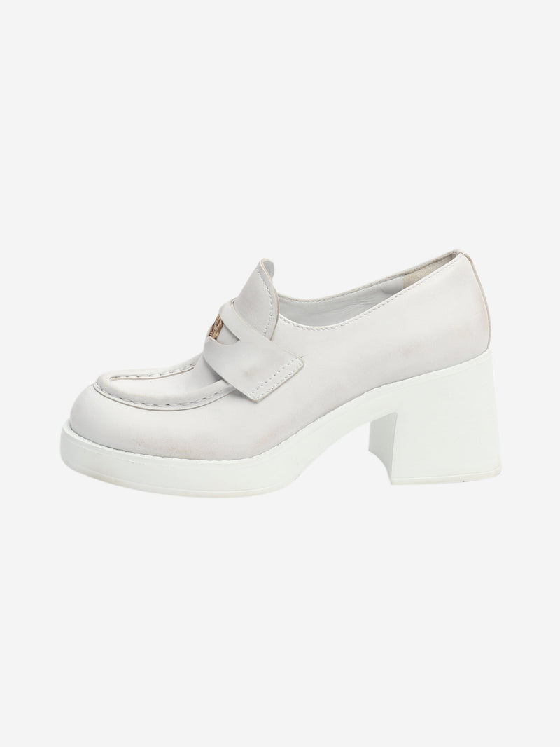 White heeled leather penny loafers - size EU 38 Heels Miu Miu 