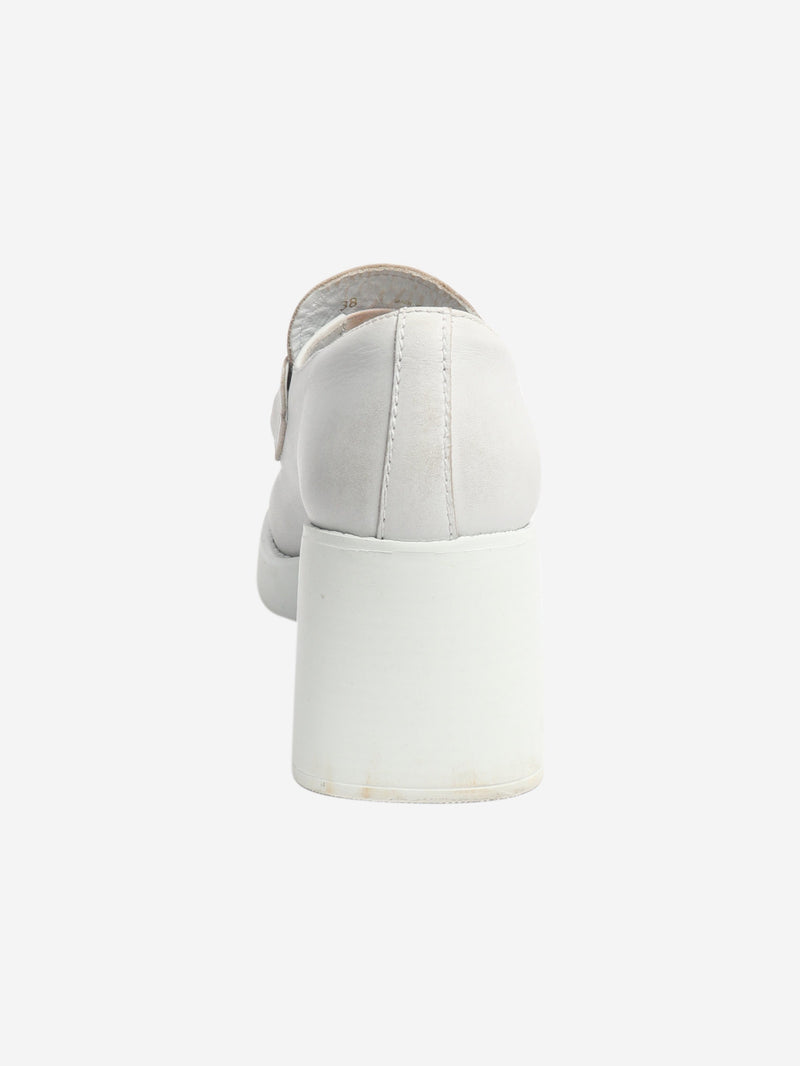 White heeled leather penny loafers - size EU 38 Heels Miu Miu 