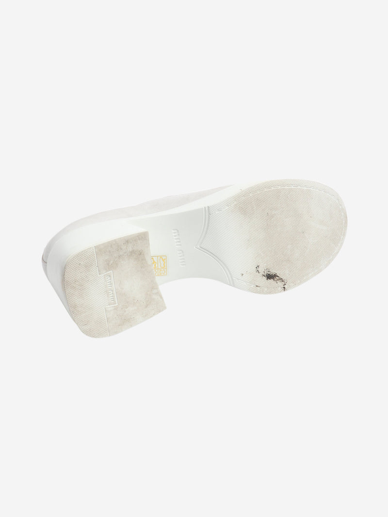 White heeled leather penny loafers - size EU 38 Heels Miu Miu 