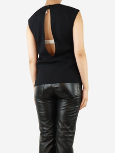 Helmut Lang Black and navy contrast calf fur sleeveless panel top - size UK 8