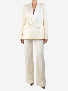 Pallas Paris Cream wool two-piece suit set - size UK 10