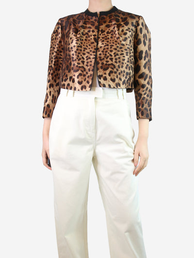 Brown cropped leopard print jacket - size UK 10 Coats & Jackets Dolce & Gabbana 