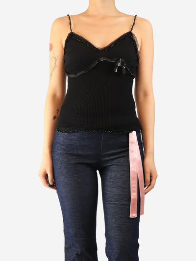 Black cashmere beaded cami top - size UK 12 Tops Prada 
