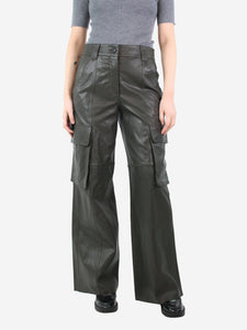 ME+EM Khaki leather cargo trousers - size UK 10