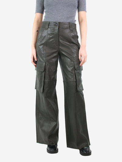 Khaki leather cargo trousers - size UK 10 Trousers ME+EM 