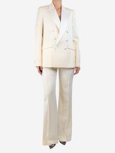 Pallas Paris Cream wool two-piece suit set - size UK 10