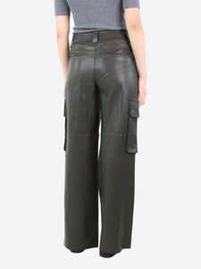 ME+EM Khaki leather cargo trousers - size UK 10