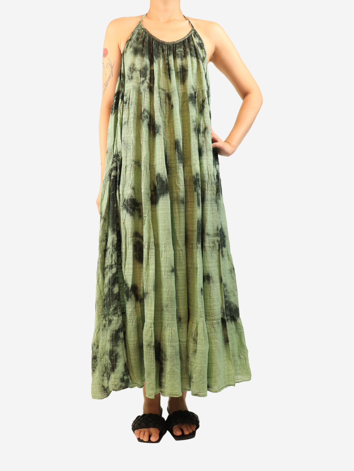 Green Mirabella tie-dye maxi dress - One size Dresses Christian Zen 