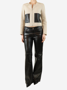 Celine Black leather panelled trousers - size UK 12