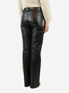 Celine Black leather panelled trousers - size UK 12