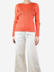 Pleats Please Orange pleated top - size UK 10