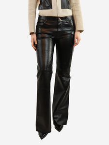 Celine Black leather panelled trousers - size UK 12