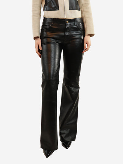 Black leather panelled trousers - size UK 12 Trousers Celine 