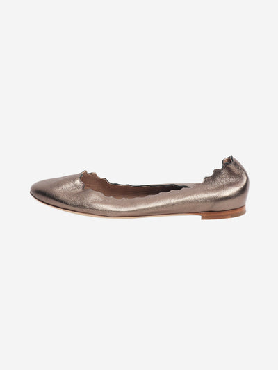 Cool bronze scallop-edge ballet flats - size EU 37 Flat Shoes Chloe 