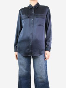 Equipment Blue button-up satin silk shirt - size S