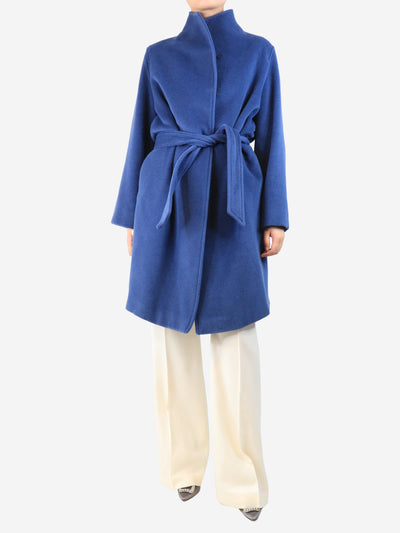Blue belted wool-blend coat - size UK 10 Coats & Jackets Emporio Armani 