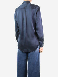 Equipment Blue button-up satin silk shirt - size S