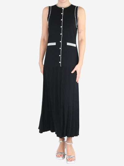 Black sleeveless knit midi dress - size UK 12 Dresses Sandro 