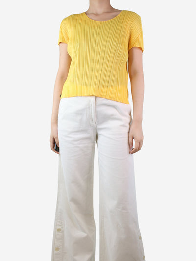 Yellow pleated top - size UK 10 Tops Pleats Please 