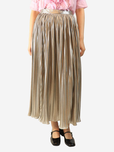 Silver metallic pleated skirt - size UK 10 Skirts Saloni 