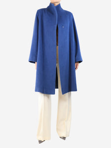 Emporio Armani Blue belted wool-blend coat - size UK 10