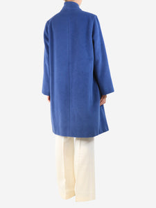 Emporio Armani Blue belted wool-blend coat - size UK 10