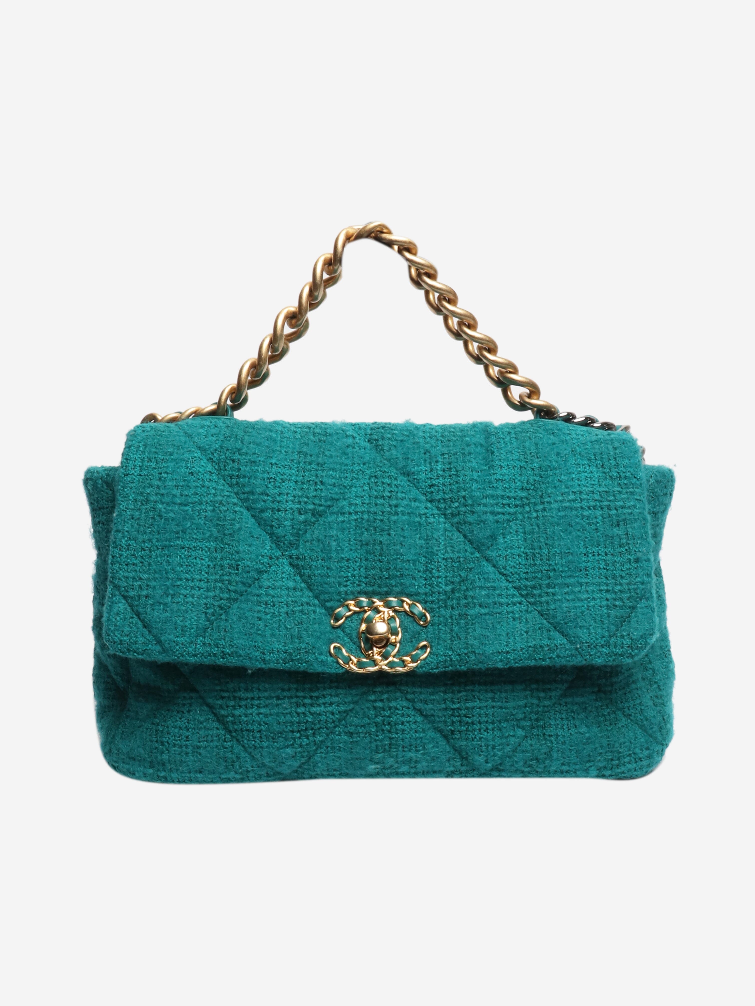 Teal 2019 tweed quilted 19 shoulder bag Shoulder bags Chanel 