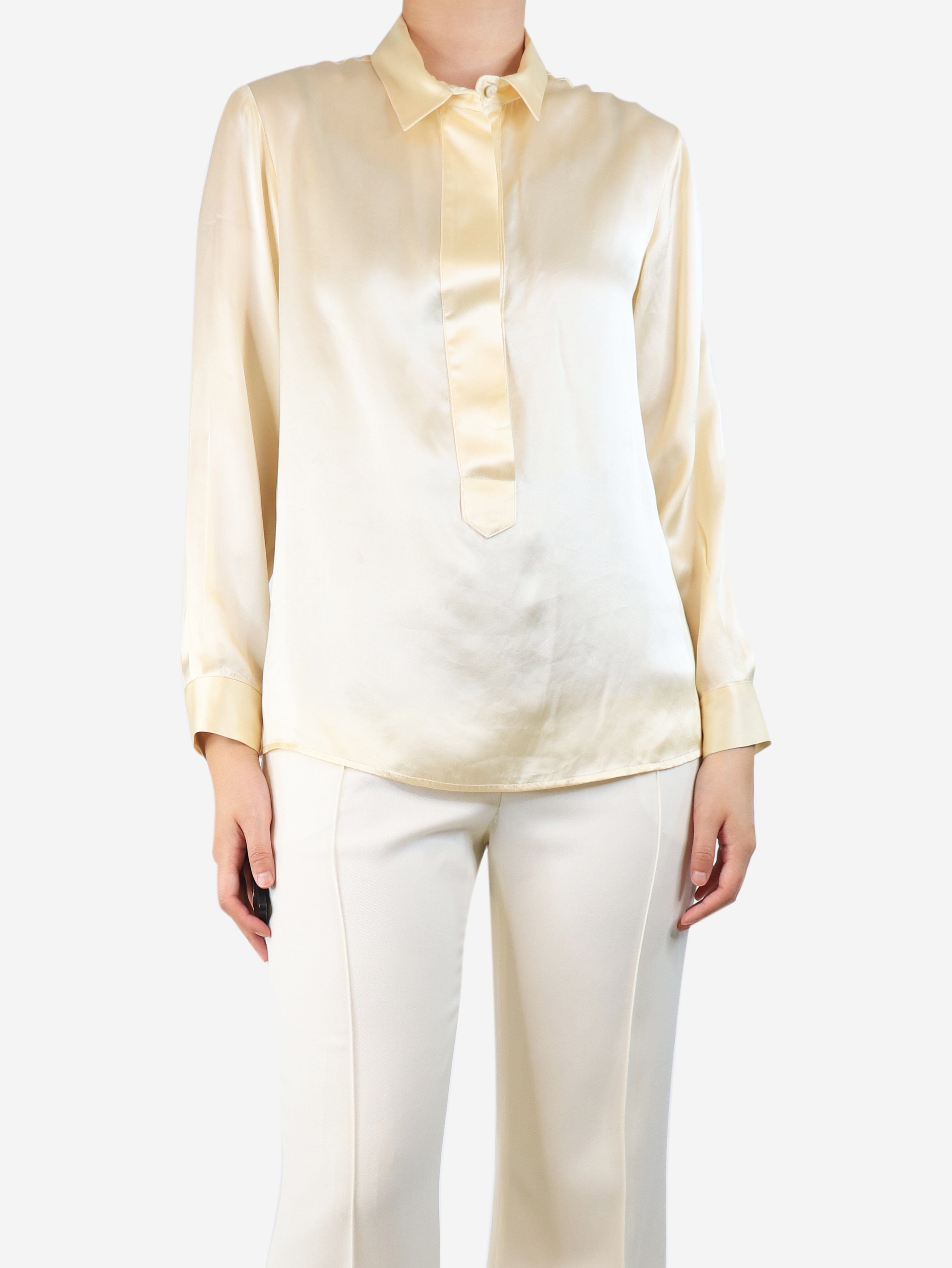 Cream silk satin blouse - size UK 8 Tops Albus Lumen 