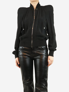 Rick Owens Black padded-shoulder shell jacket - size UK 10