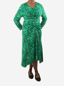 Diane Von Furstenberg Green printed v-neck dress - size L