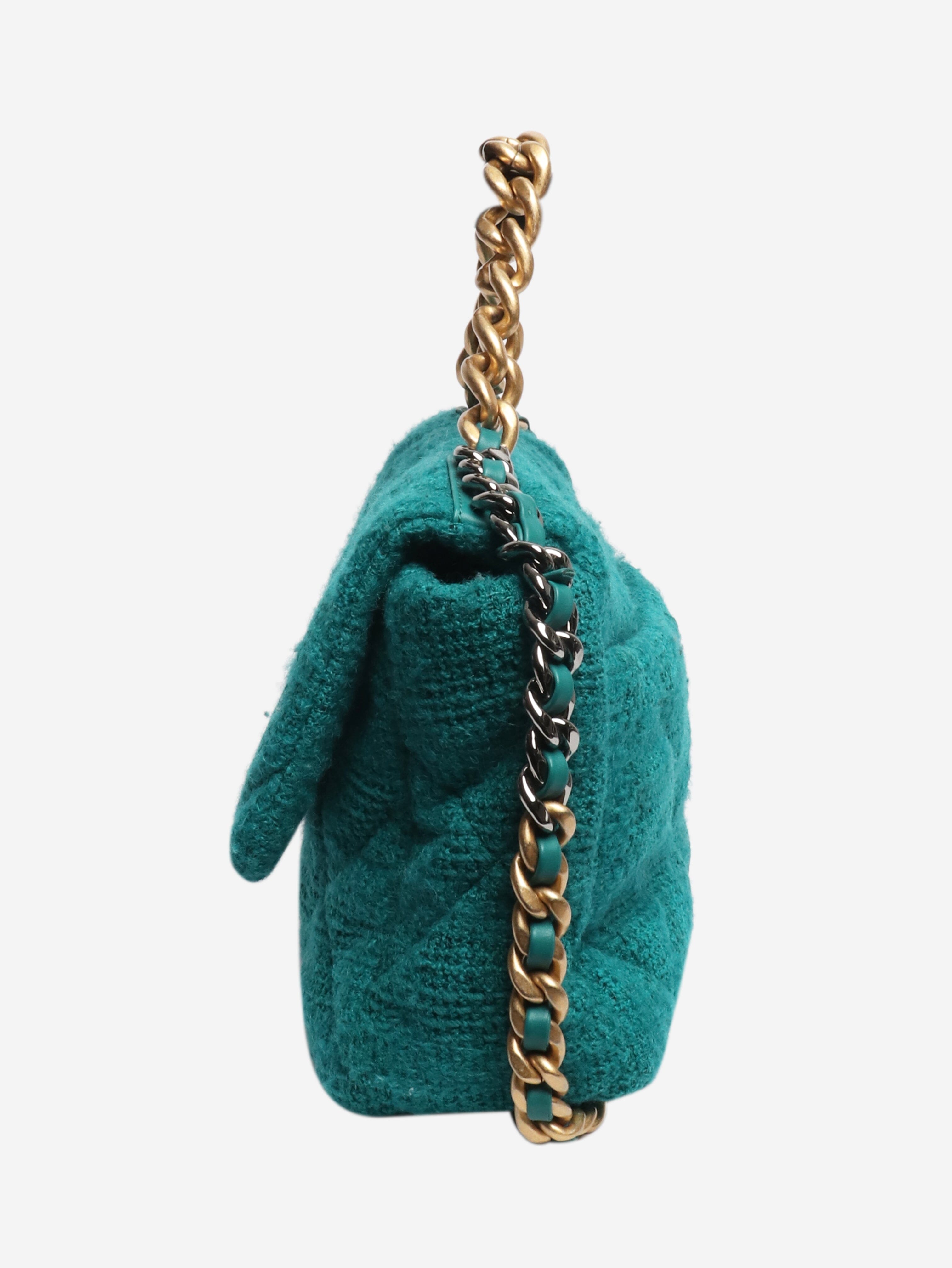 Teal 2019 tweed quilted 19 shoulder bag Shoulder bags Chanel 