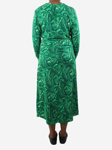 Diane Von Furstenberg Green printed v-neck dress - size L