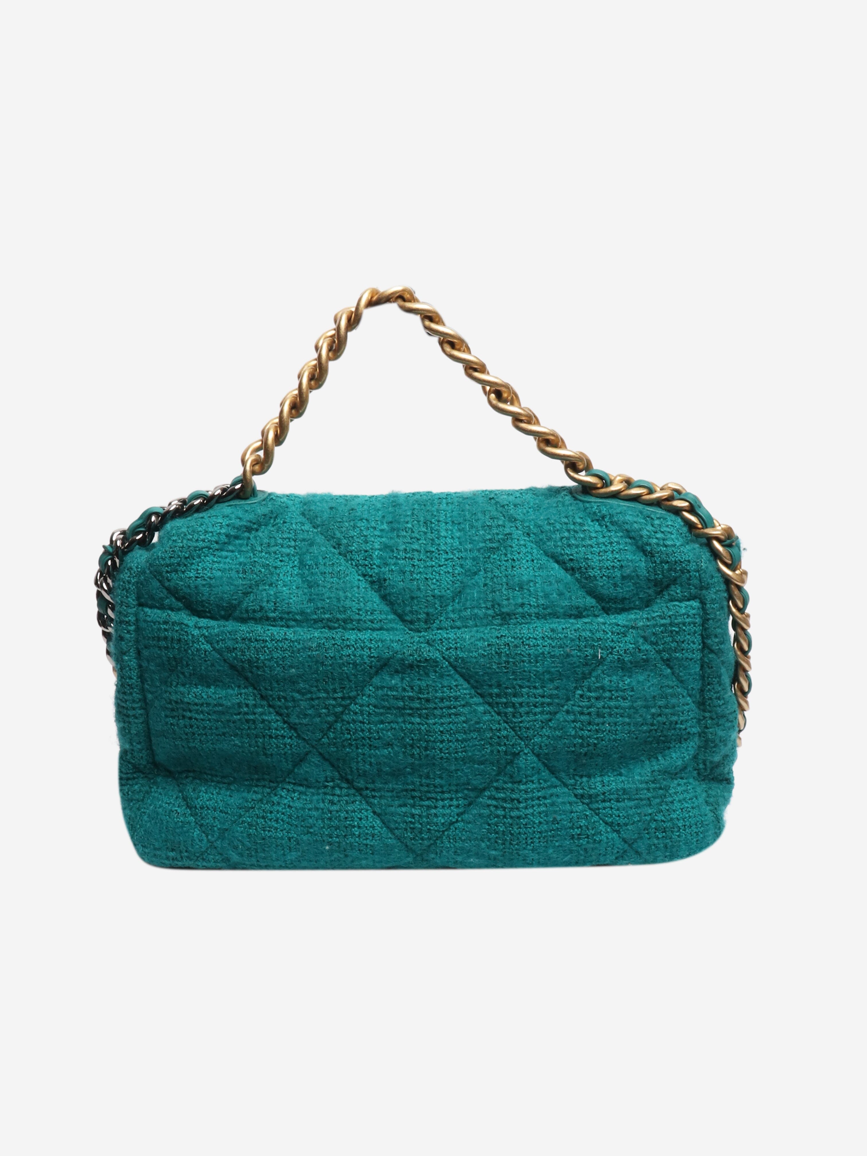 Teal 2019 tweed quilted 19 shoulder bag Shoulder bags Chanel 