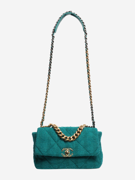 Teal 2019 tweed quilted 19 shoulder bag alternate image
