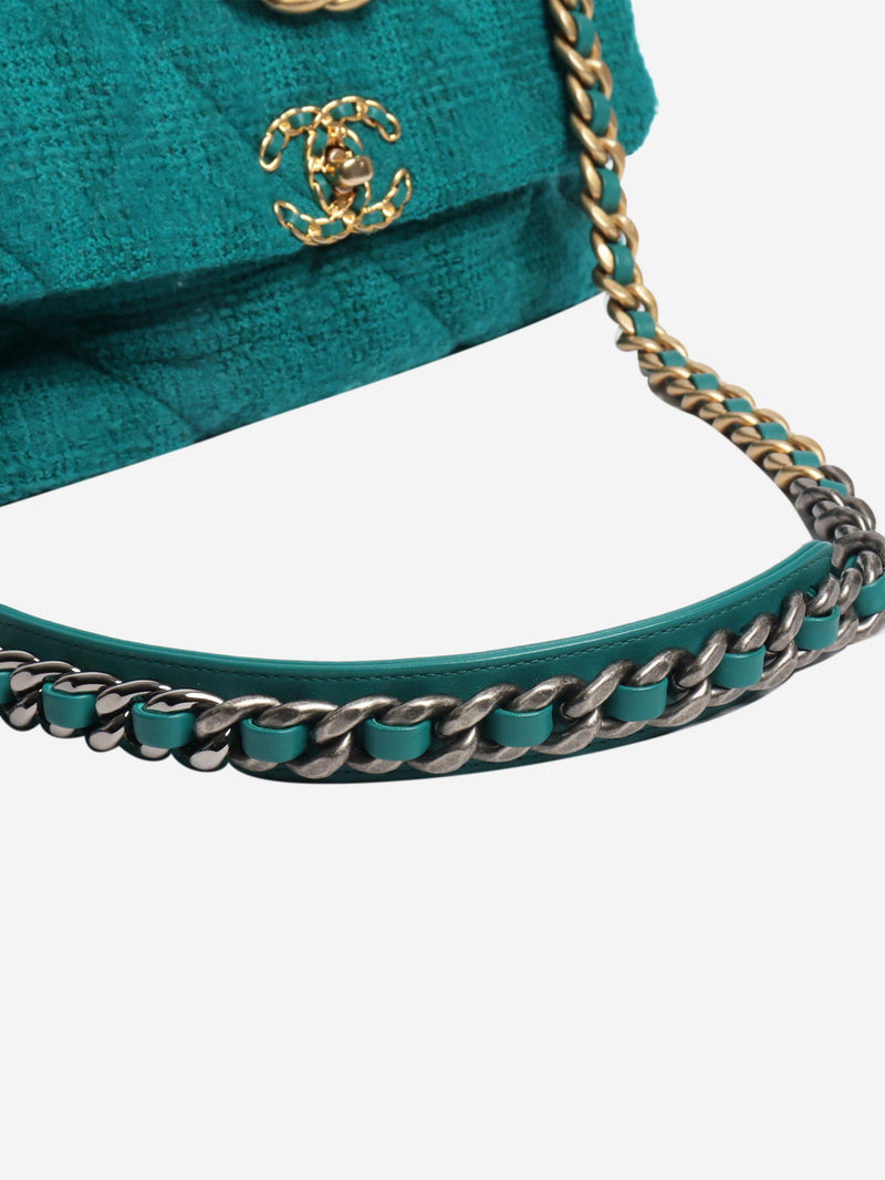 Teal 2019 tweed quilted 19 shoulder bag Shoulder bags Chanel 