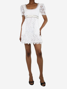 self-portrait White Guipure lace mini dress - size UK 6