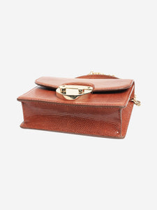 Asprey Brown lizard mini morgan bag