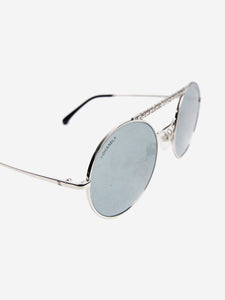 Chanel Silver aviator sunglasses