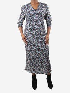 Rixo Multicoloured floral printed v-neck dress - size UK 14