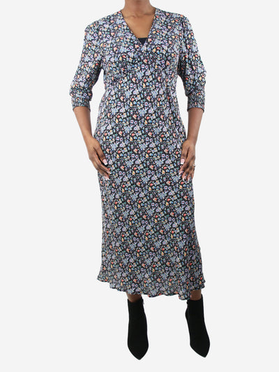 Multicoloured floral printed v-neck dress - size UK 14 Dresses Rixo 