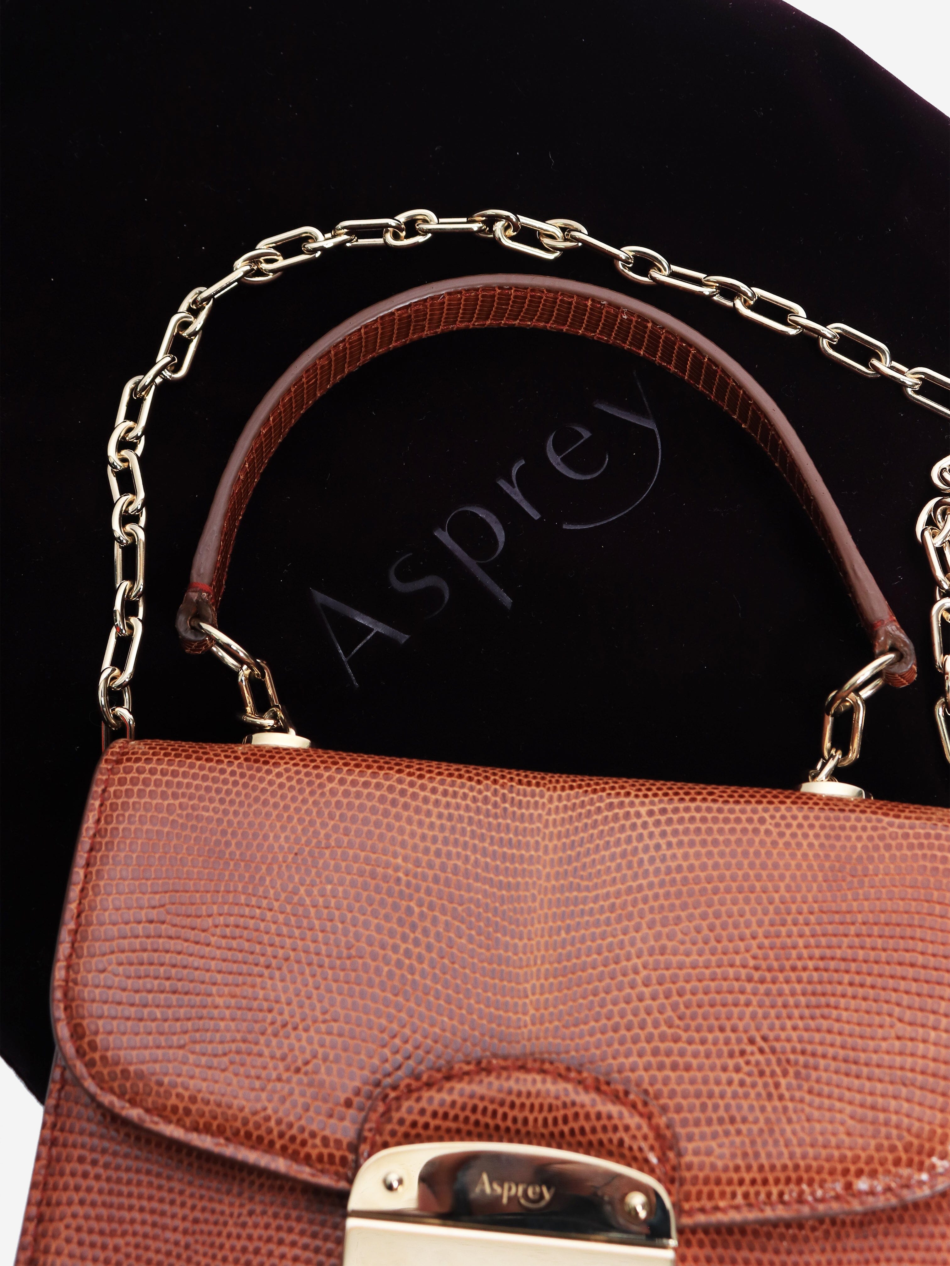 Brown lizard mini morgan bag Top Handle Bags Asprey 
