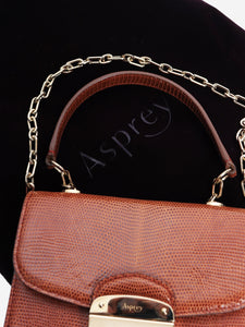 Asprey Brown lizard mini morgan bag