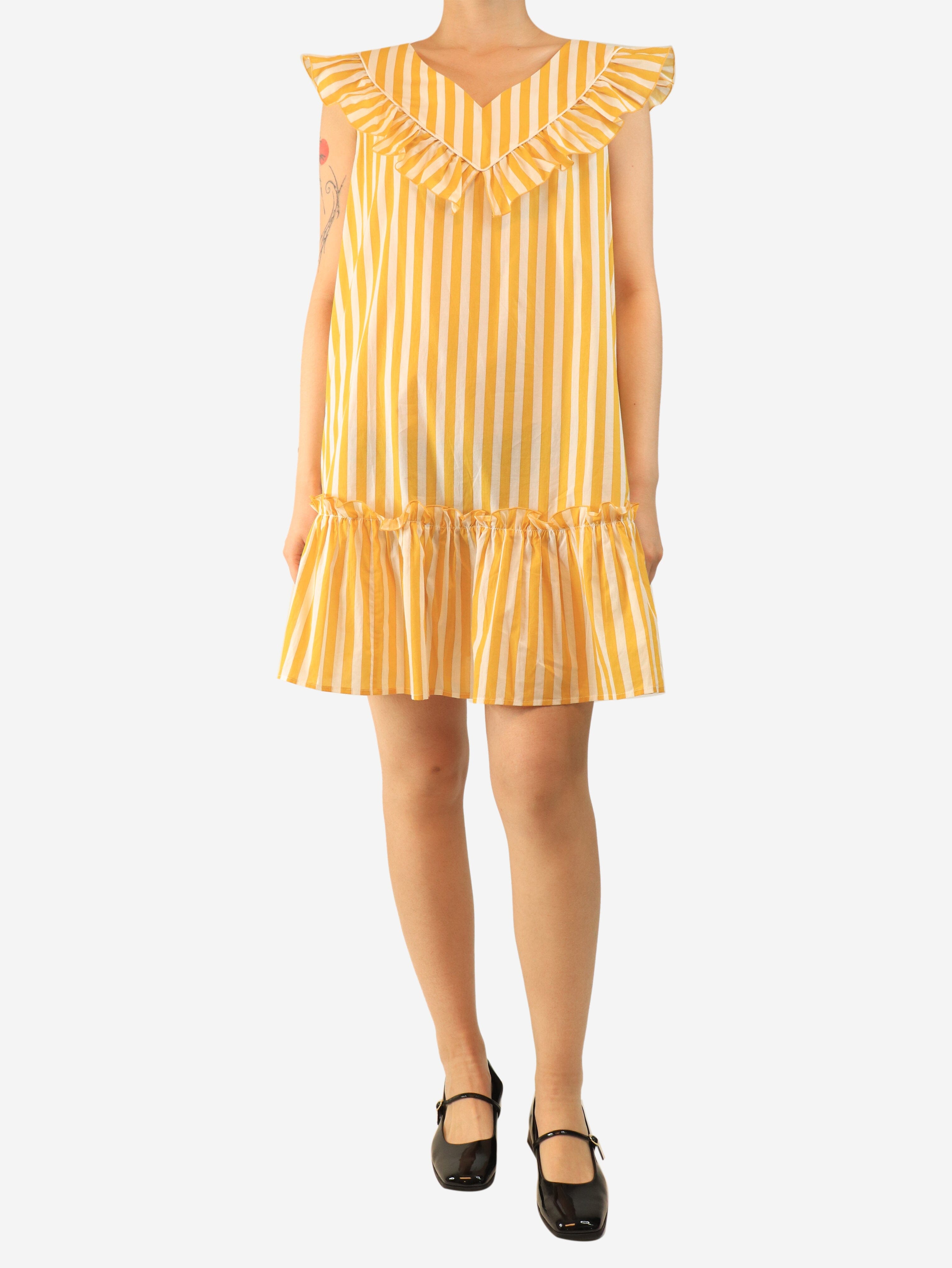 Yellow striped mini dress - size UK 12 Dresses Loretta Caponi 